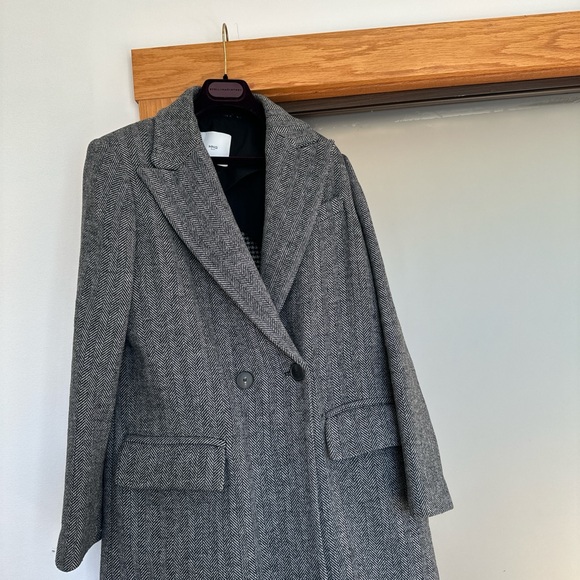 NWOT Wool Herringbone Overcoat - Picture 3 of 9